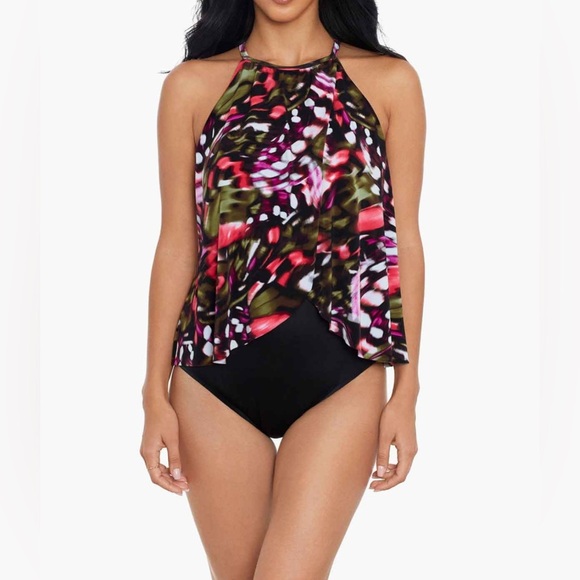 Magicsuit Aubrey Flutter One Piece Swimsuit Black Multi Size 12 - Picture 1 of 4